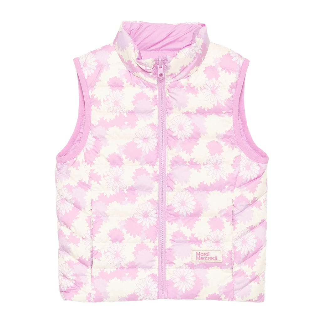 Mardi Mercredi Les Petits Kids Down Vest Flower Reversible