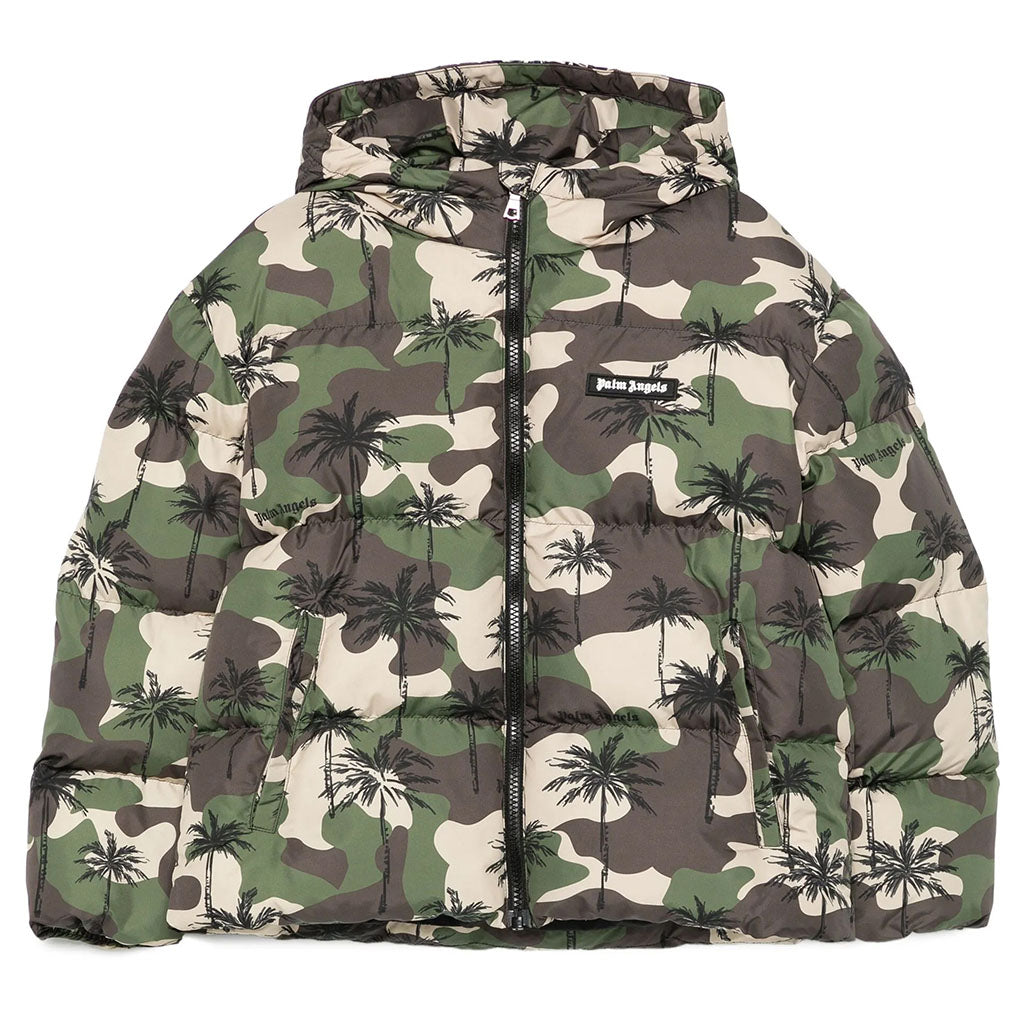 Palm Angels Kids Camo Palms Hoodie Puffer Jacke