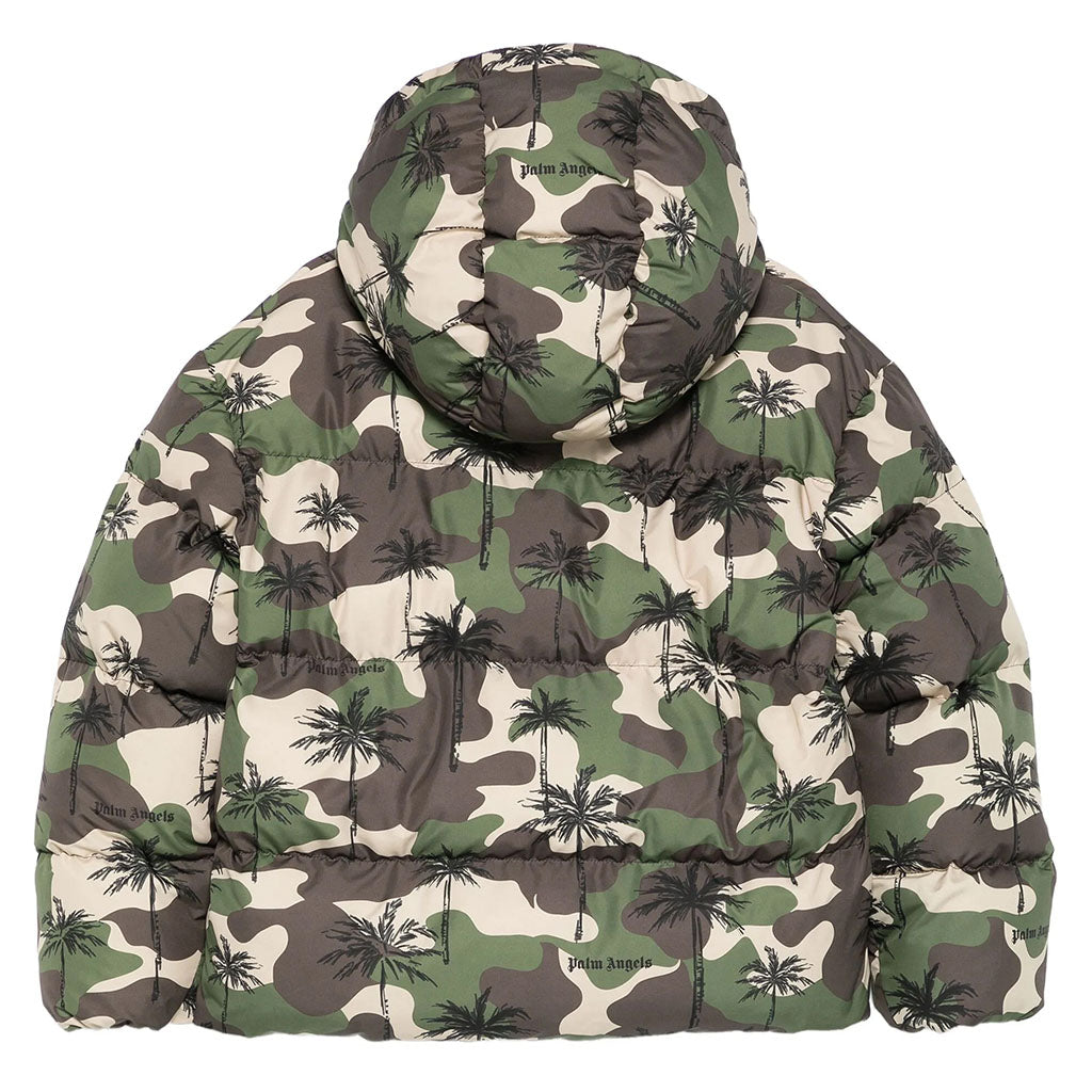 Palm Angels Kids Camo Palms Hoodie Puffer Jacke