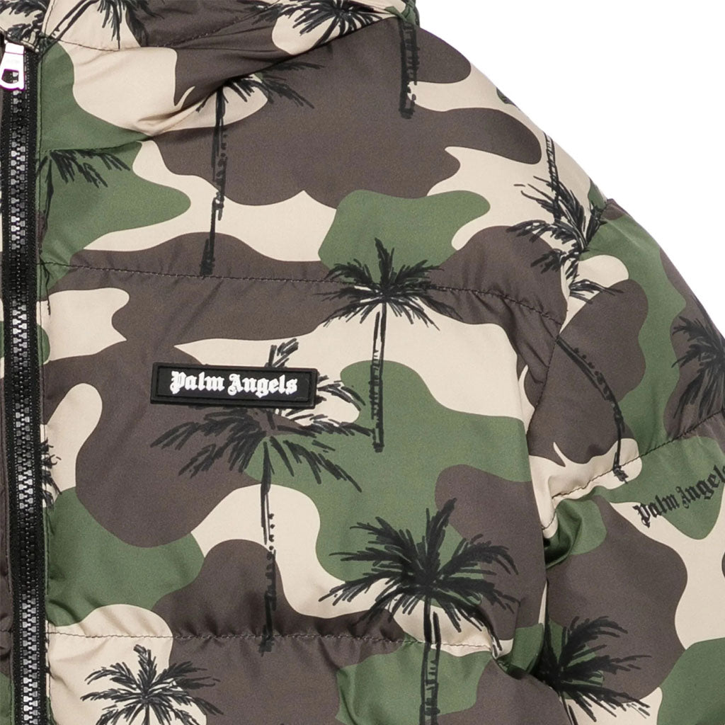 Palm Angels Kids Camo Palms Hoodie Puffer Jacke