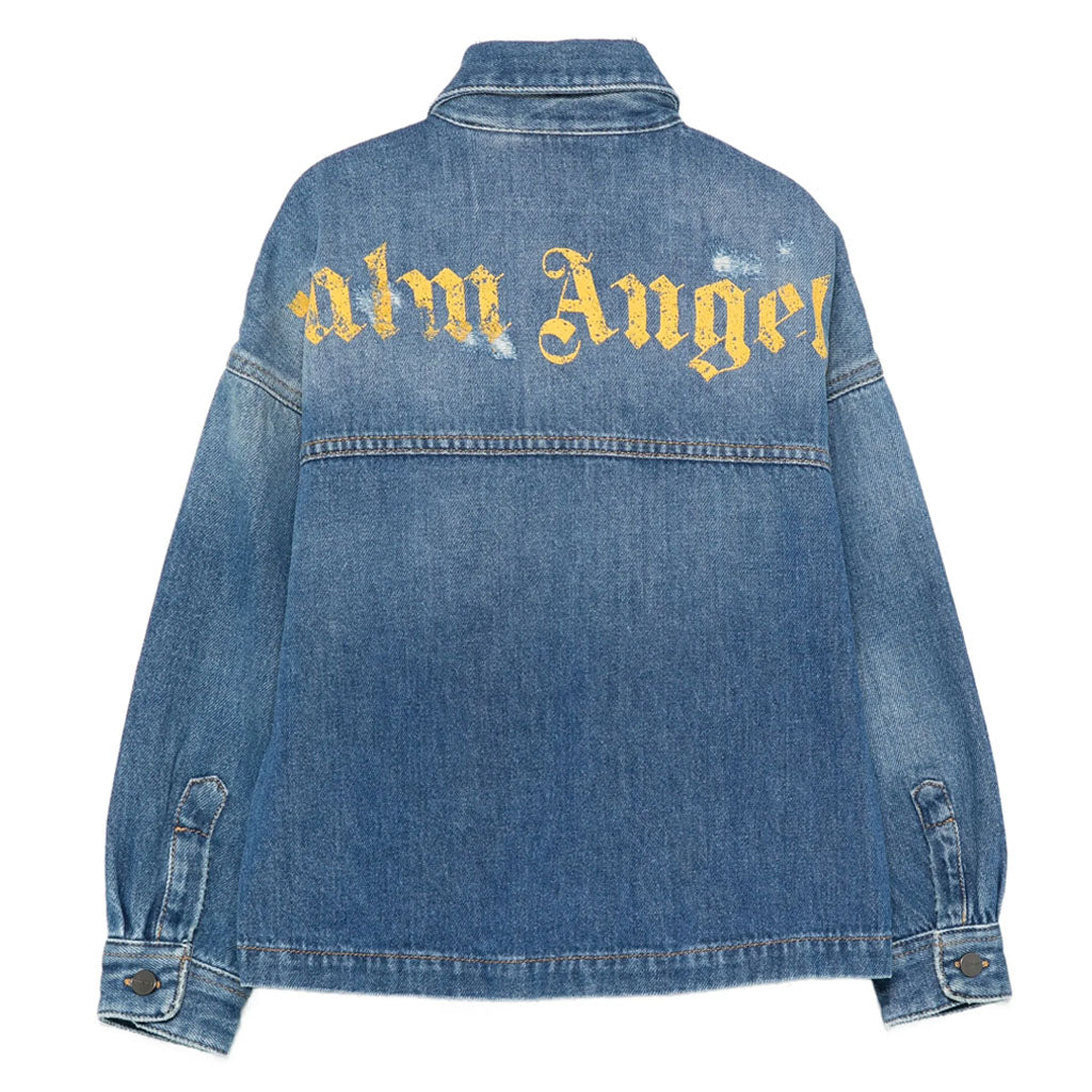 Palm Angels Kids Logo Brushed Denim Shirt