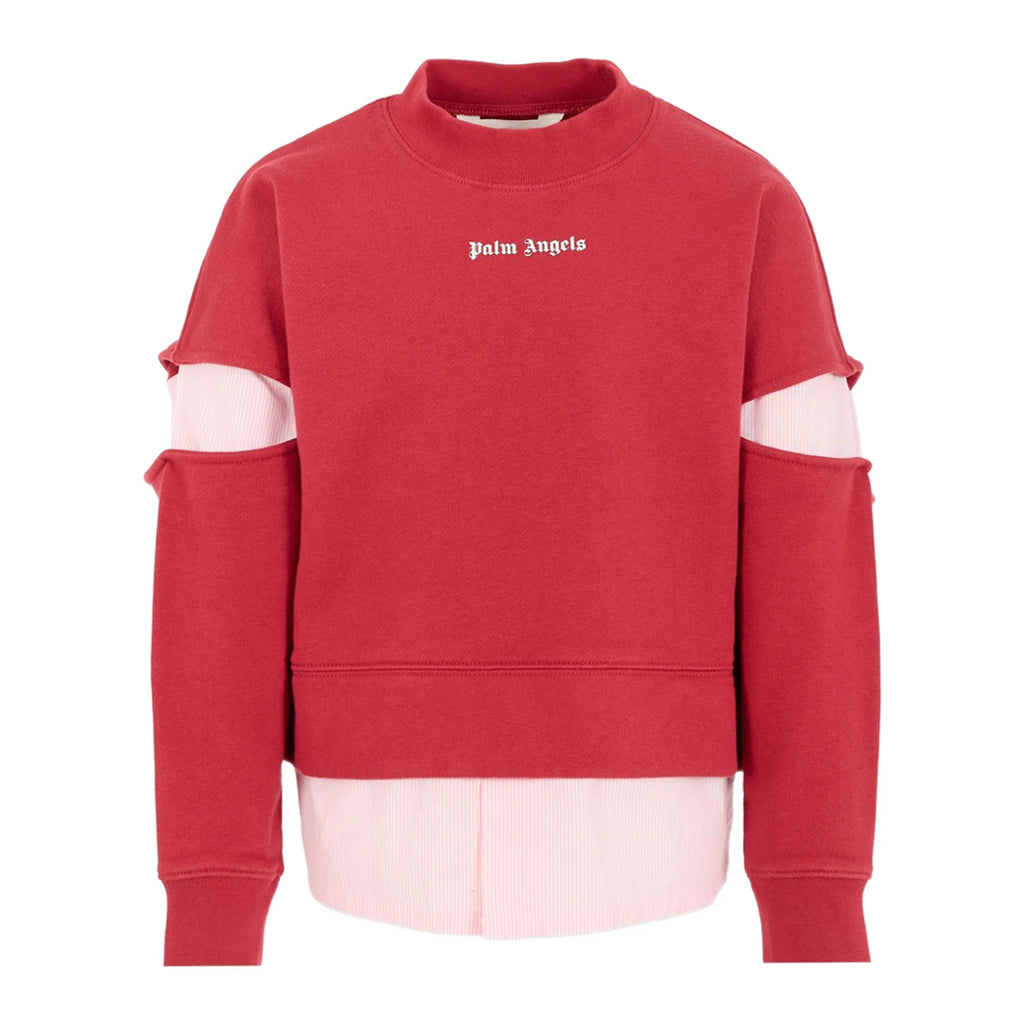 Palm Angels Kids PA Stripes Hybrid Sweat Crew