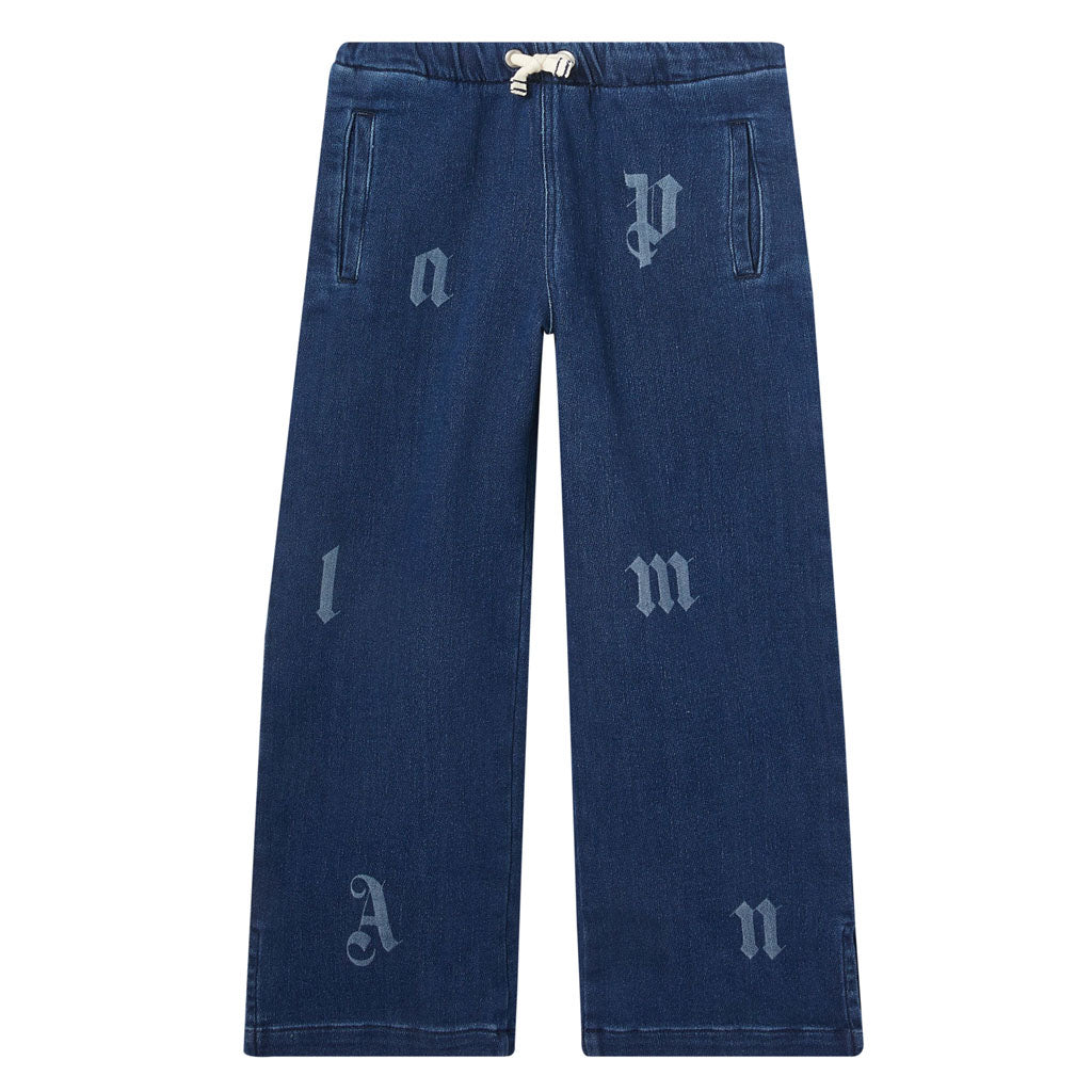 Palm Angels Kids PA Letters Washed Wide Pant