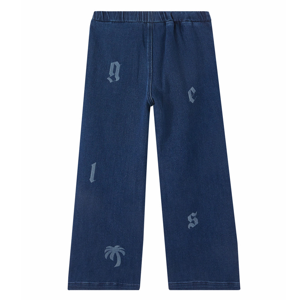 Palm Angels Kids PA Letters Washed Wide Pant