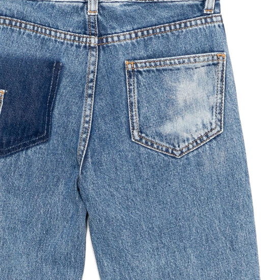 Palm Angels Kids PA Pocket Wide Leg Denim Pant