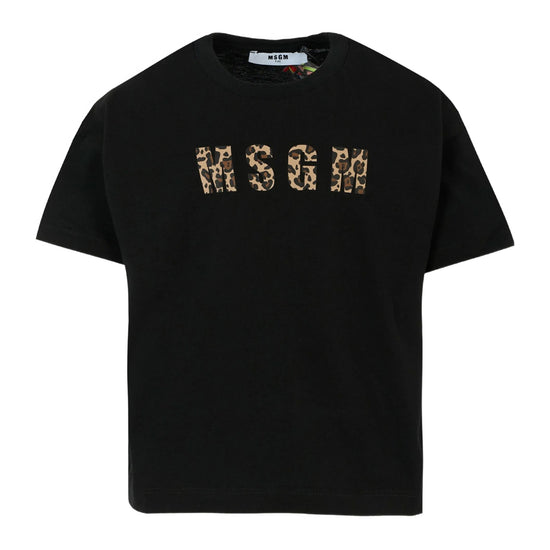 MSGM Kids Leopard Logo T-shirt