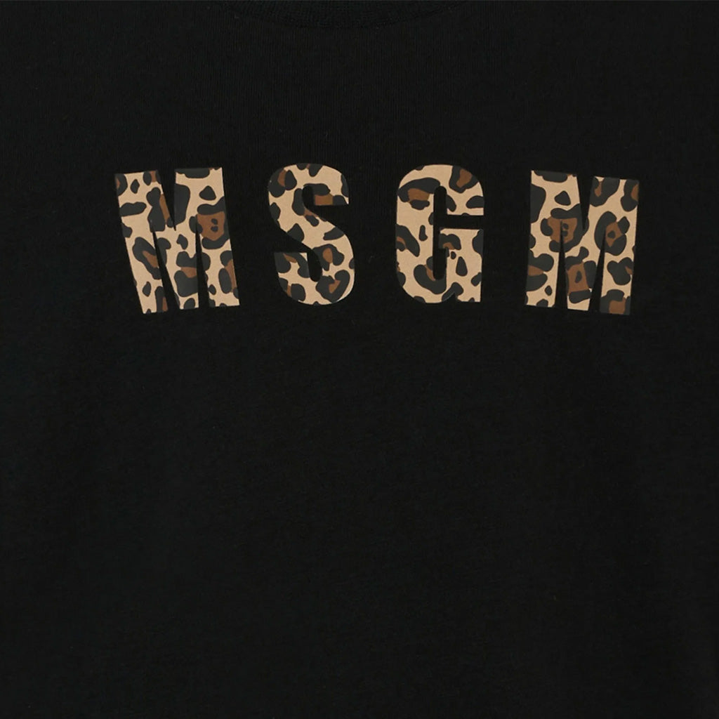 MSGM Kids Leopard Logo T-shirt