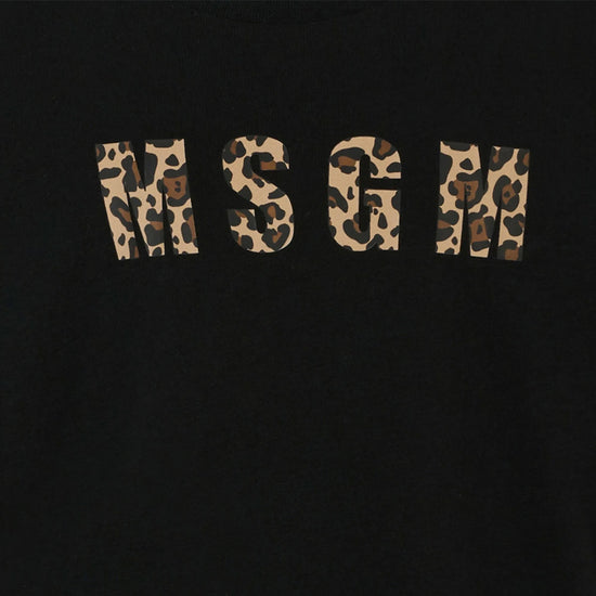 MSGM Kids Leopard Logo T-shirt