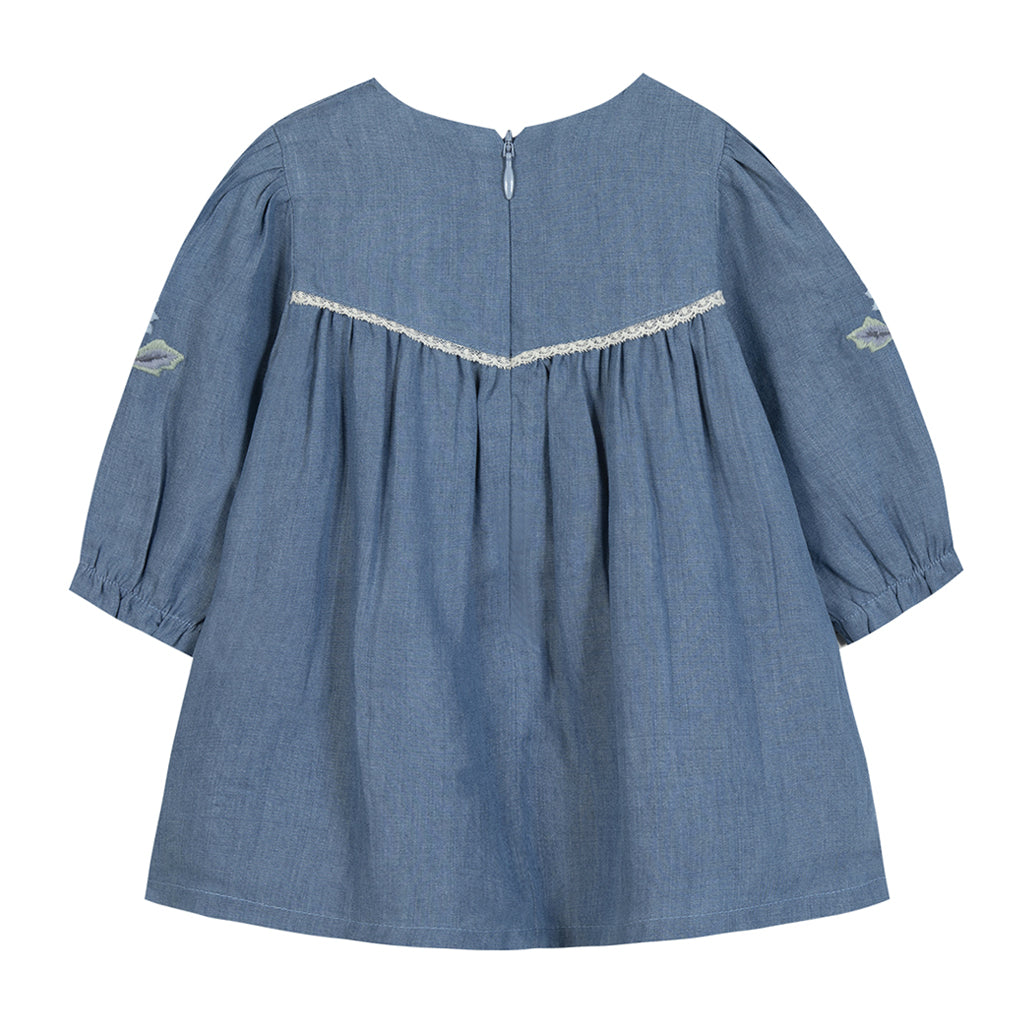 Tartine Et Chocolat Chambray Floral Embroidered Dress