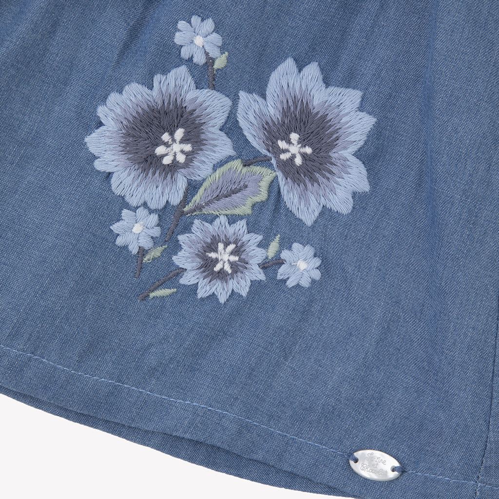 Tartine Et Chocolat Chambray Floral Embroidered Dress