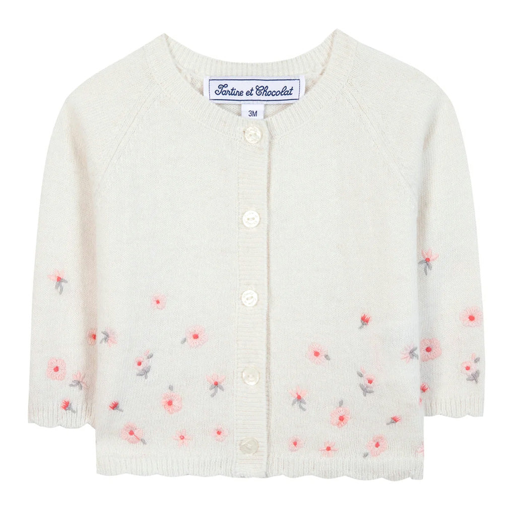Tartine Et Chocolat Floral Wool Mix Knit Cardigan