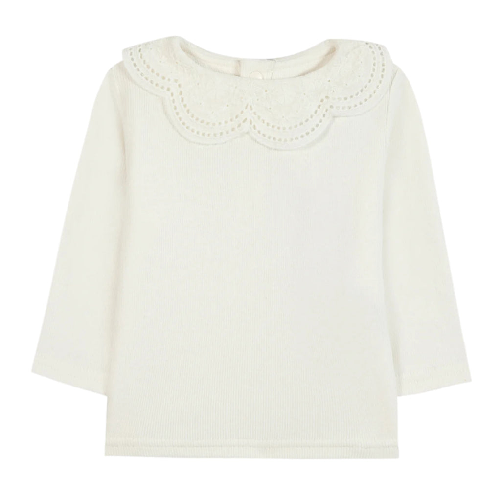 Tartine Et Chocolat Ribbed With Lace Collar T-shirt