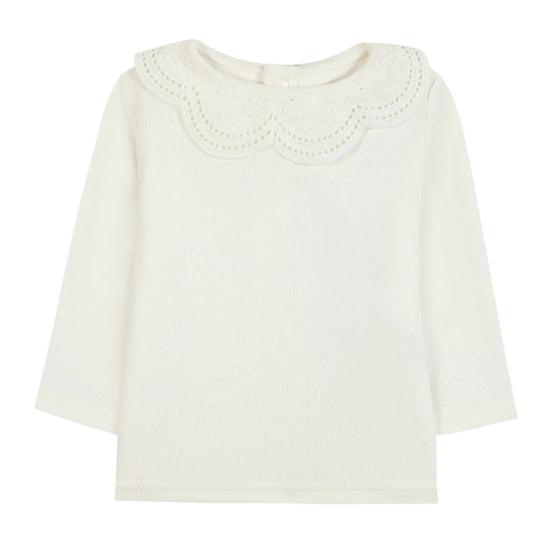 Tartine Et Chocolat Ribbed With Lace Collar T-shirt