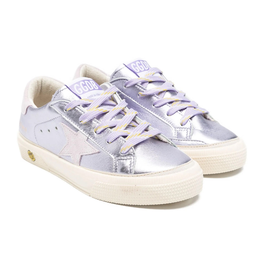 Golden Goose May Laminated Leather and Suede Star Sneakers