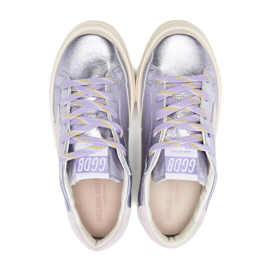 Golden Goose May Laminated Leather and Suede Star Sneakers