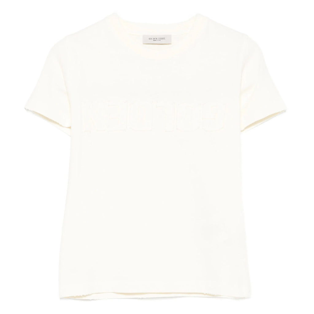 Golden Goose Distressed Cotton T-shirt With Logo