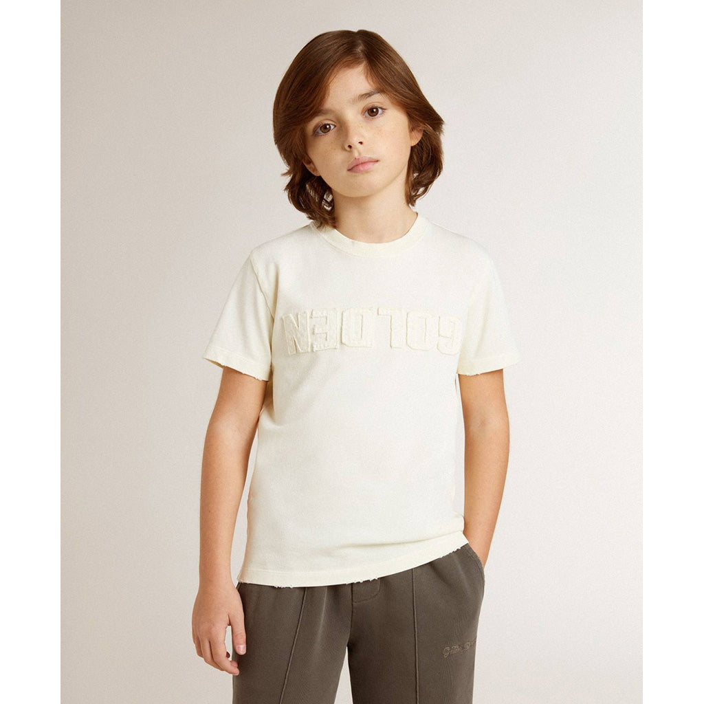 Golden Goose Distressed Cotton T-shirt With Logo
