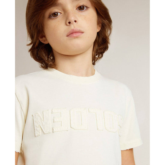 Golden Goose Distressed Cotton T-shirt With Logo