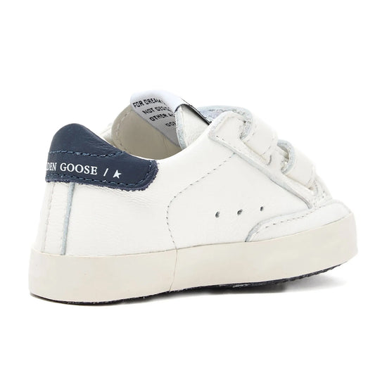 Golden Goose Baby School Leather Sneakers With Prints and Suede Star