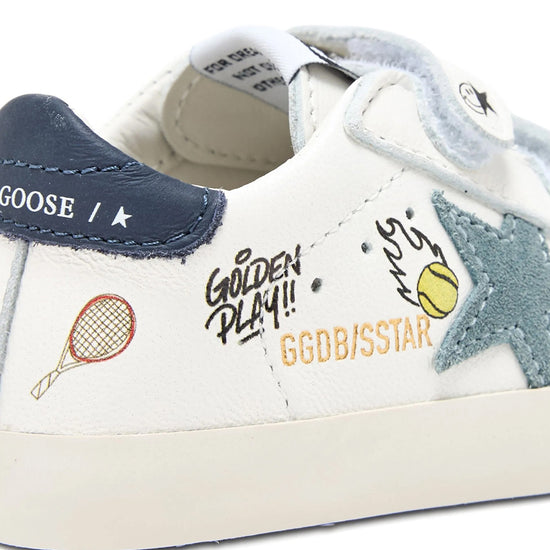 Golden Goose Baby School Leather Sneakers With Prints and Suede Star