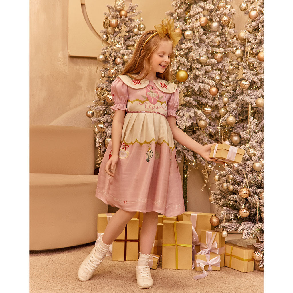 Eirene Christmas Dress With Hand Embellished Collar