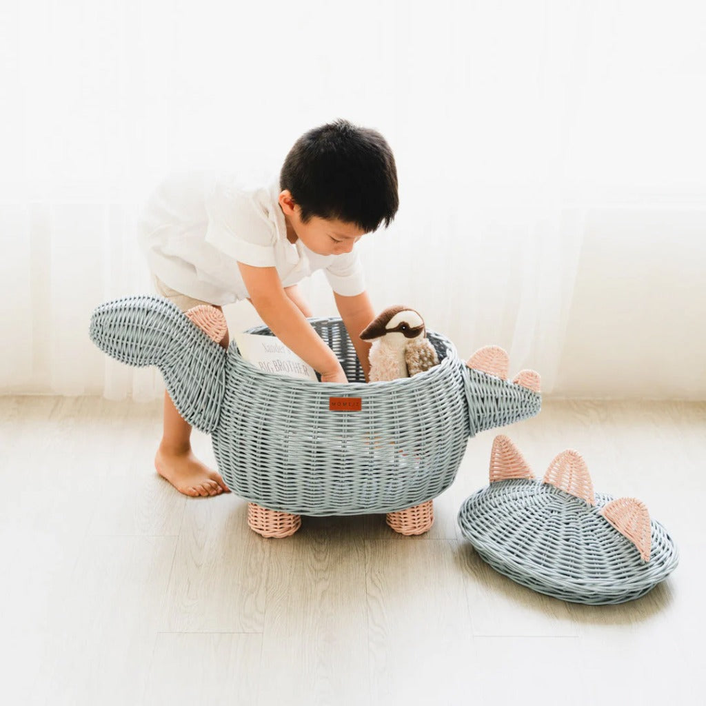 Momiji Dinosaur Storage Basket - Blue Pink