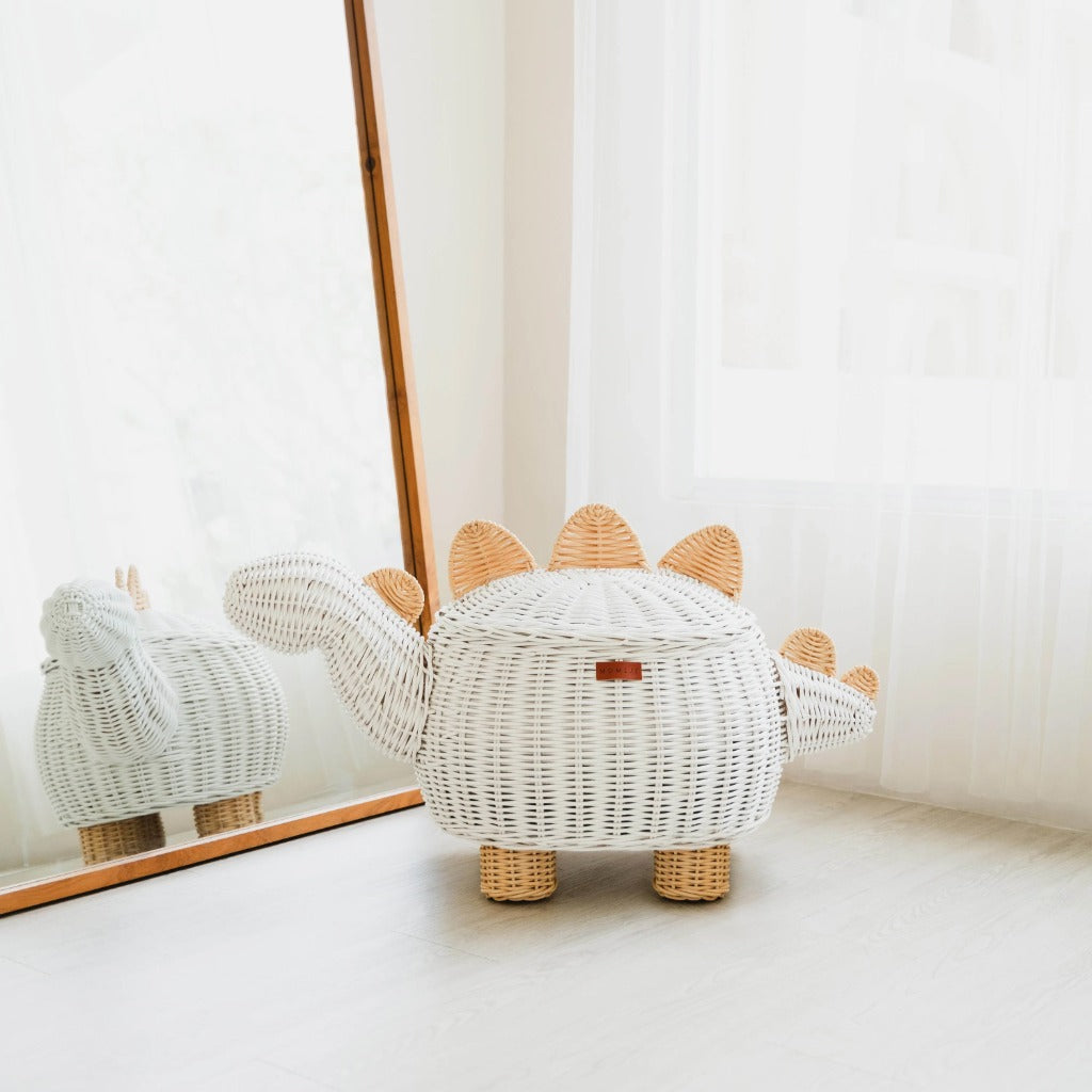 Momiji Dinosaur Storage Basket - White