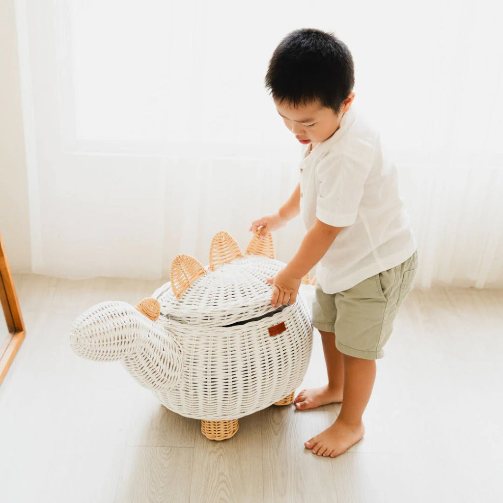 Momiji Dinosaur Storage Basket - White