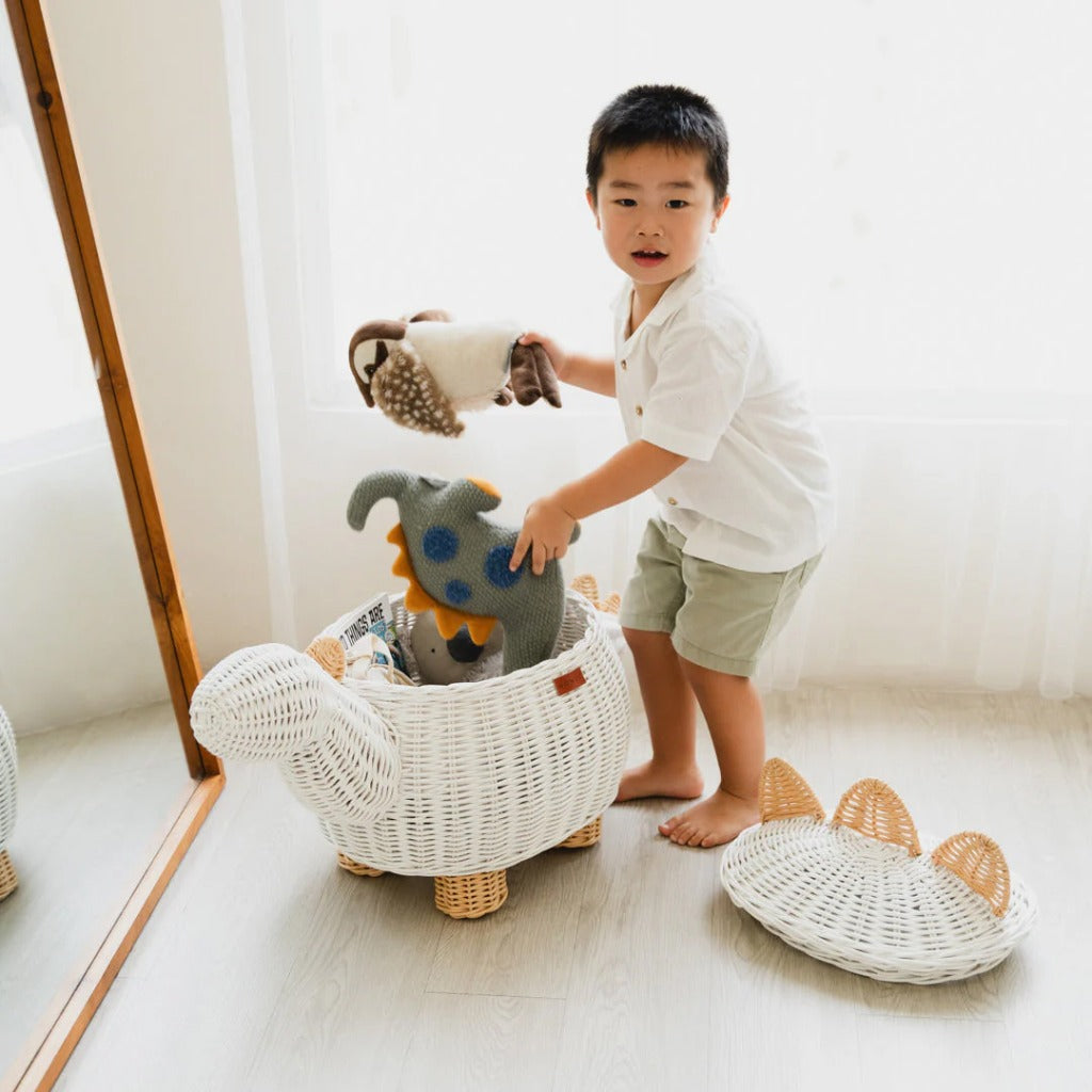 Momiji Dinosaur Storage Basket - White