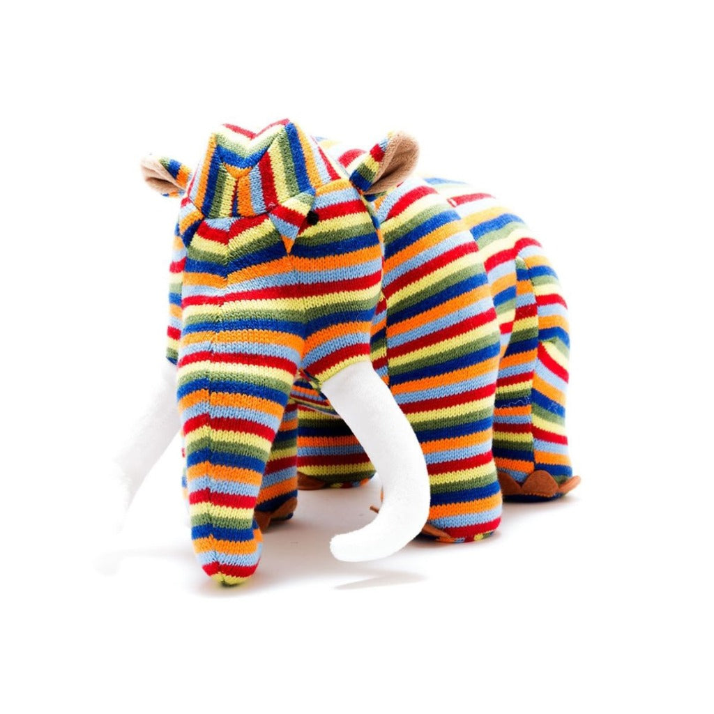Best Years Woolly Mammoth Knitted Dinosaur Soft Toy Rainbow Stripe