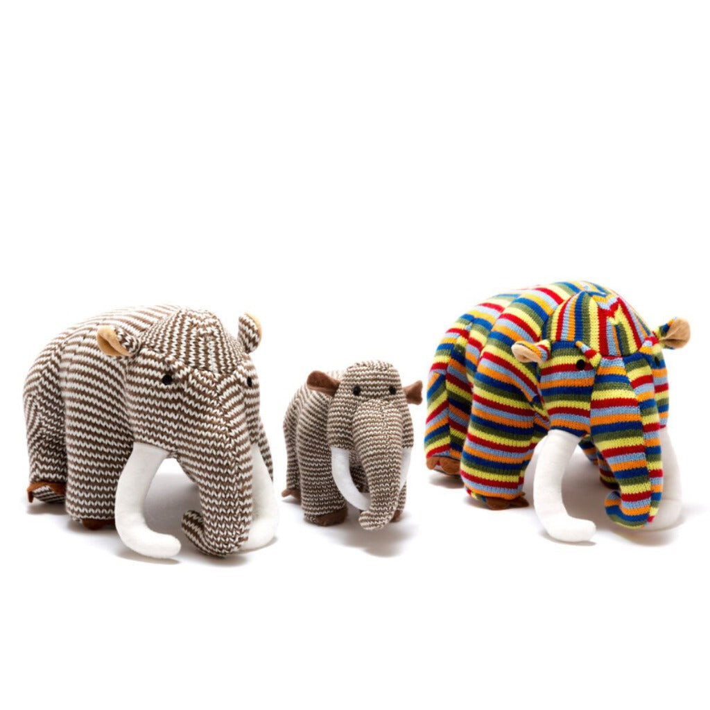 Best Years Woolly Mammoth Knitted Dinosaur Soft Toy Rainbow Stripe