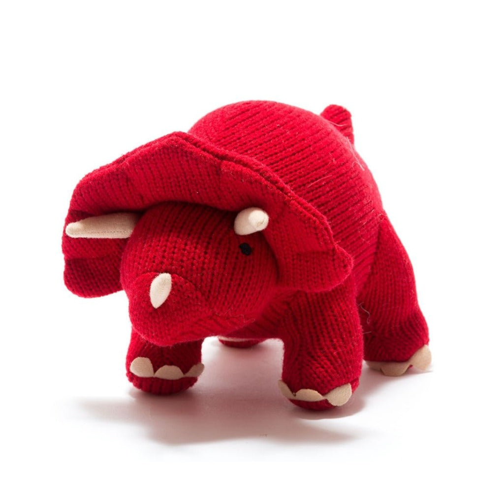 Best Years Knitted Triceratops Soft Toy Red
