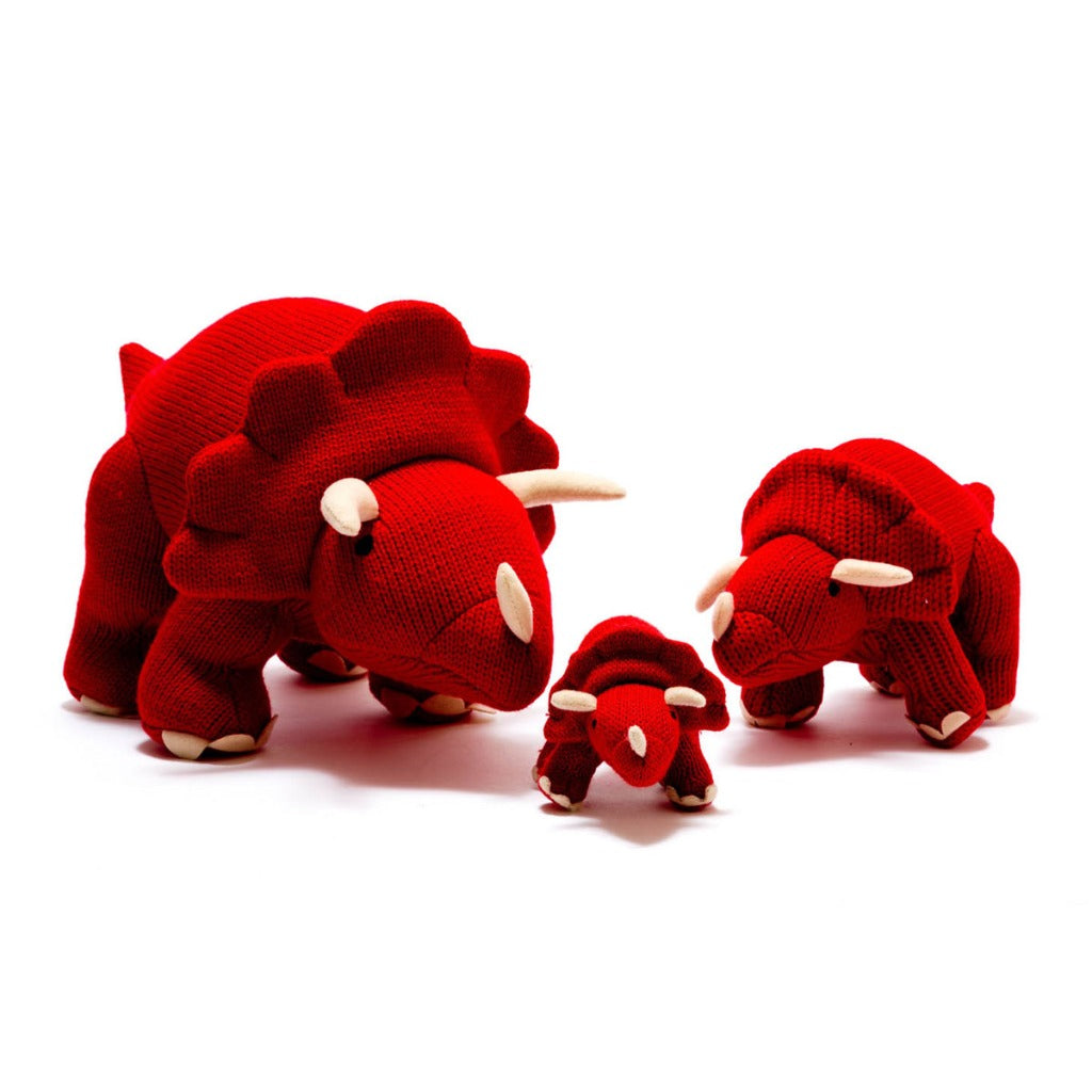 Best Years Knitted Triceratops Soft Toy Red