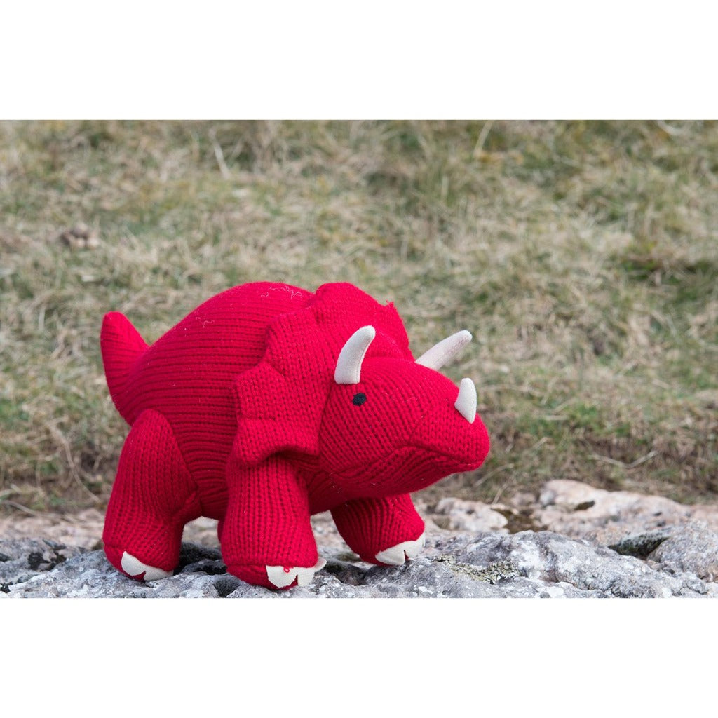 Best Years Knitted Triceratops Soft Toy Red