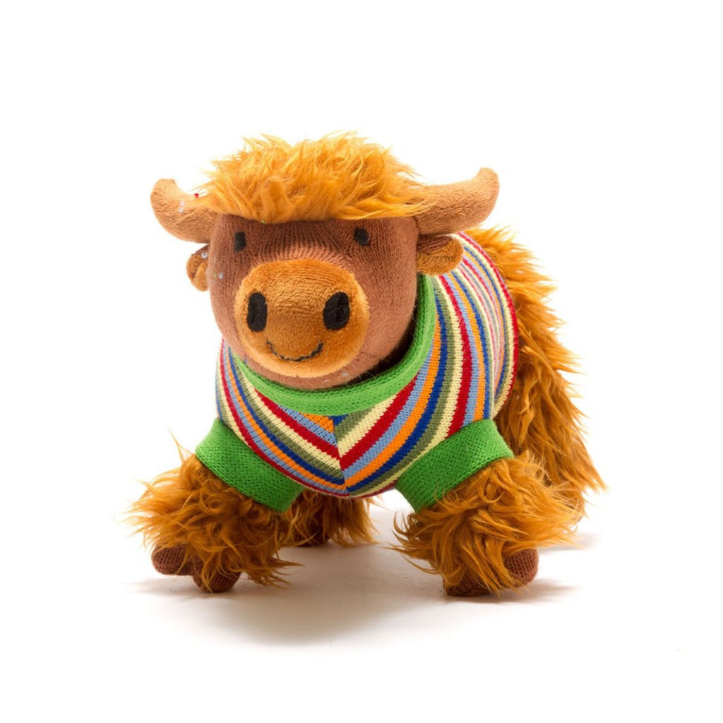 Best Years Highland Cow Toy With Stripe Jumper