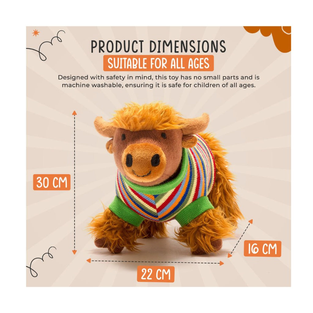 Best Years Highland Cow Toy With Stripe Jumper