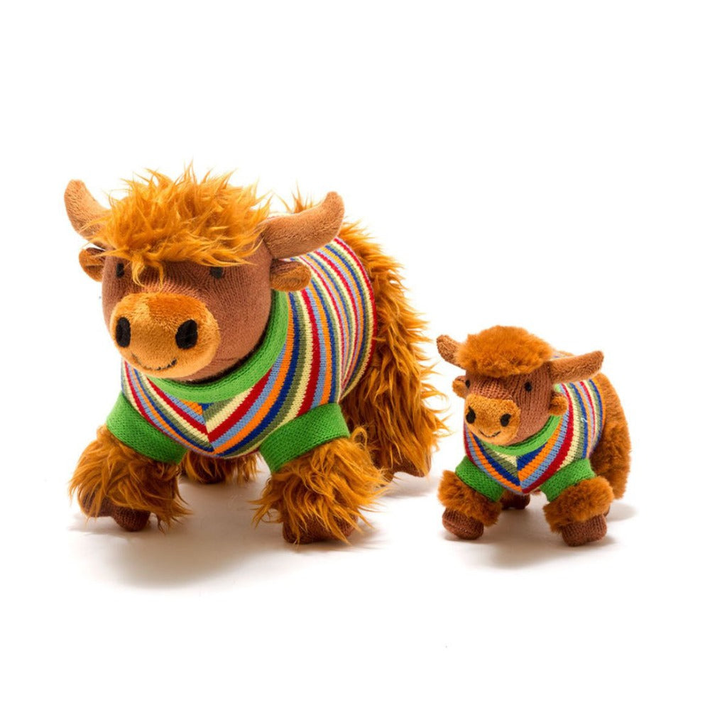 Best Years Highland Cow Toy With Stripe Jumper