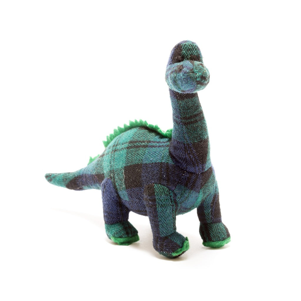Best Years Diplodocus Dinosaur Rattle Tartan Blue