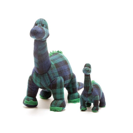 Best Years Diplodocus Dinosaur Rattle Tartan Blue