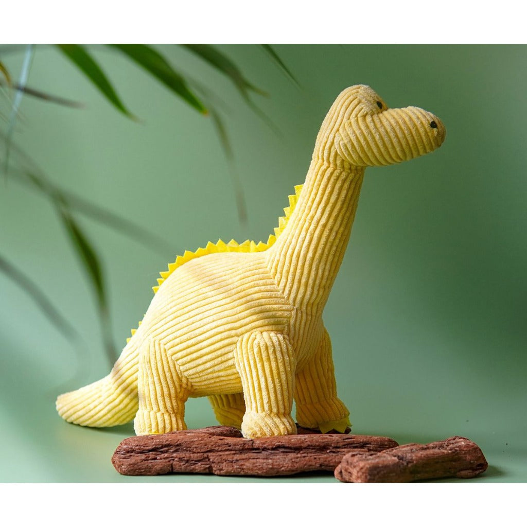 Best Years Corduroy Medium Diplodocus Toy Yellow