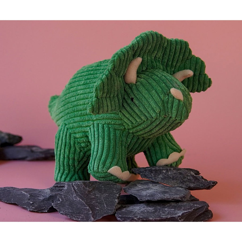 Best Years Corduroy Medium Triceratops Toy Green