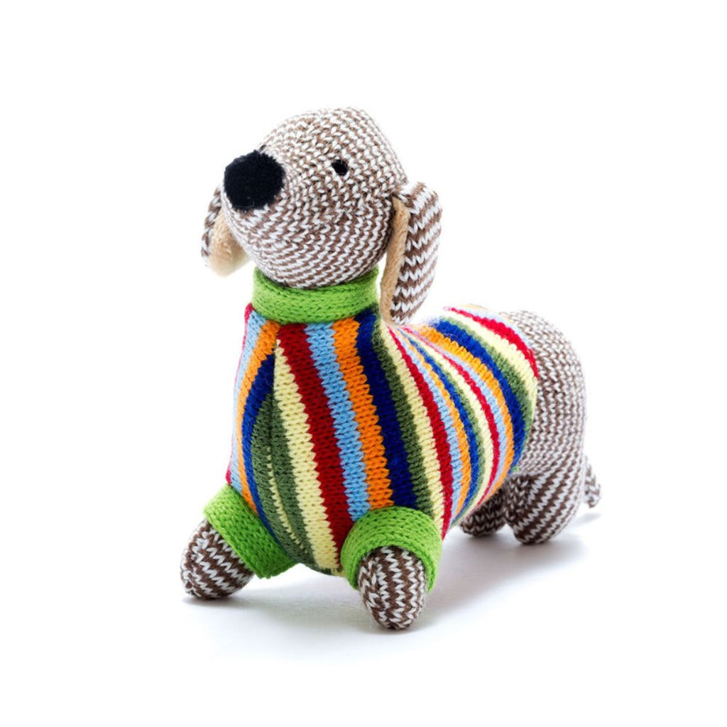 Best Years Knitted Sausage Dog Rattle