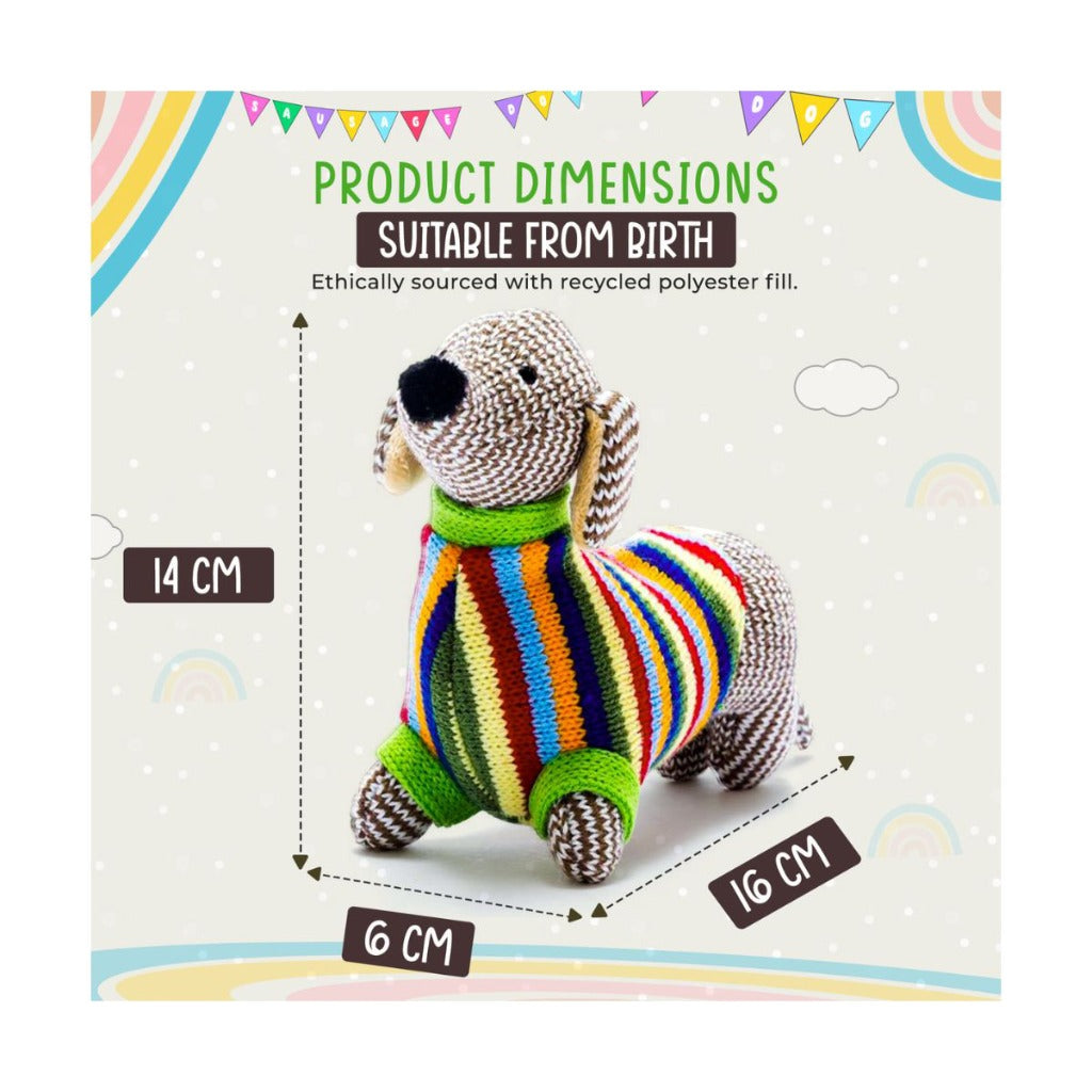 Best Years Knitted Sausage Dog Rattle