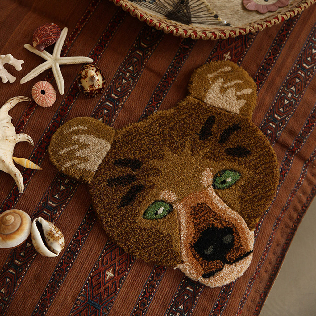 Doing Goods Archie Check Bear Head Rug