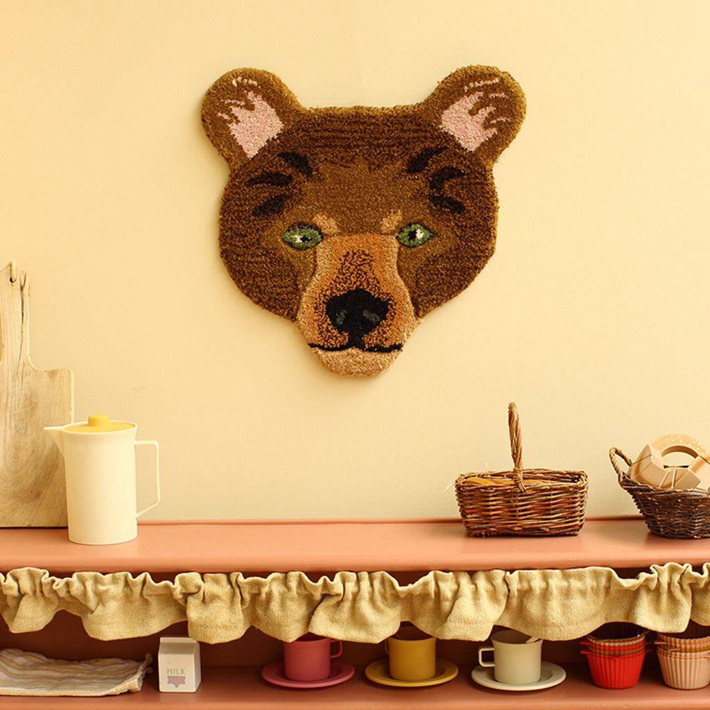 Doing Goods Archie Check Bear Head Rug