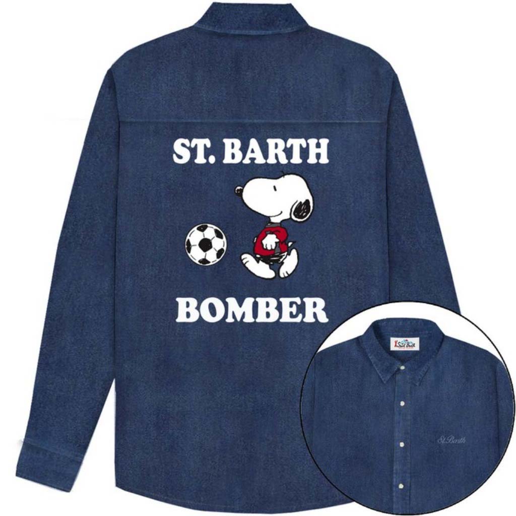 MC2 Saint Barth Seefeld Jr Chambray Snoopy Bomber Denim Shirt