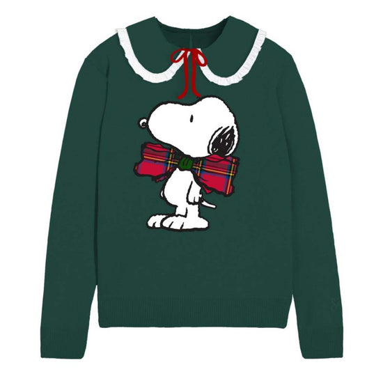 MC2 Saint Barth Alba Snoopy Tartan Bow Sweater