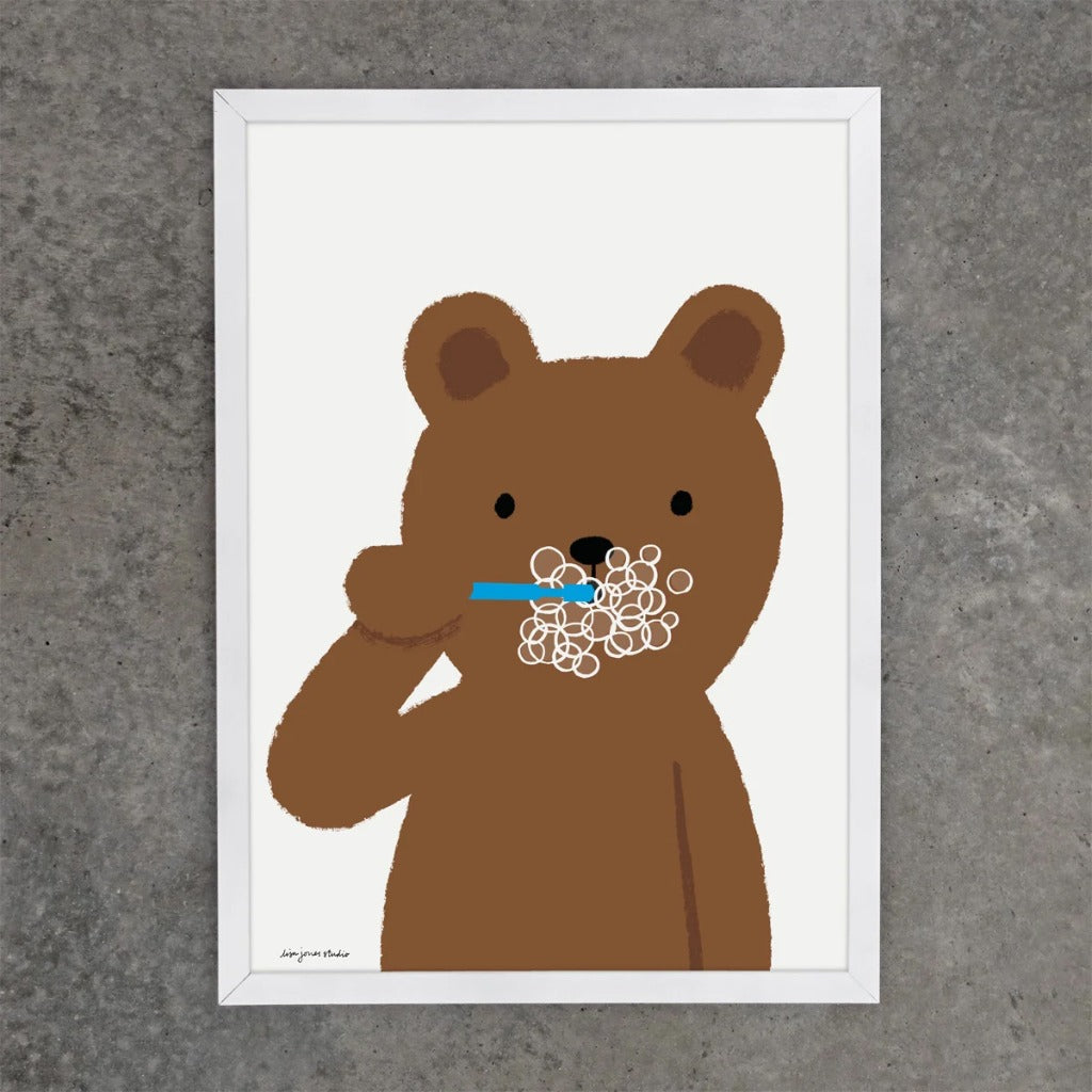 Lisa Jones Studio Print Brushing Bear