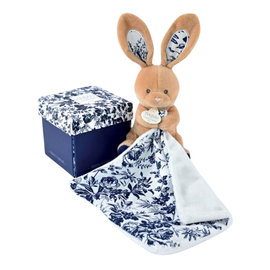 Doudou et Compagnie Navy Blue Bunny Plush With Comforter
