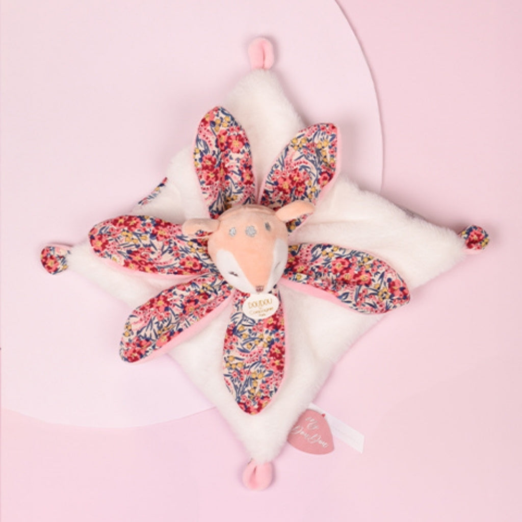 Doudou et Compagnie White Fawn Plush Signature Petal Comforter
